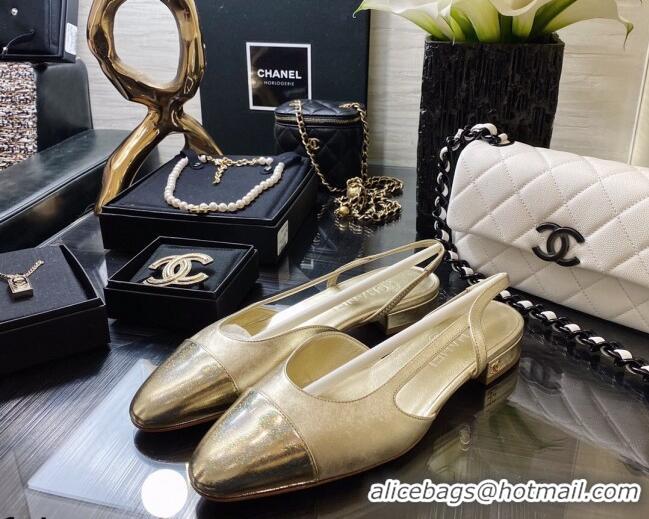 Good Product Chanel Calfskin Slingbacks Ballerinas Flat G31319 Gold