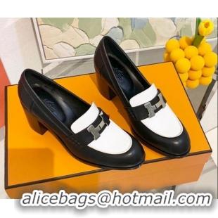 Affordable Price Hermes Dauphine Goatskin High Heel Pumps 8.5cm 091807 White/Black