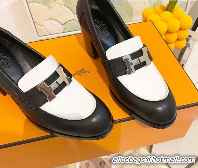 Affordable Price Hermes Dauphine Goatskin High Heel Pumps 8.5cm 091807 White/Black