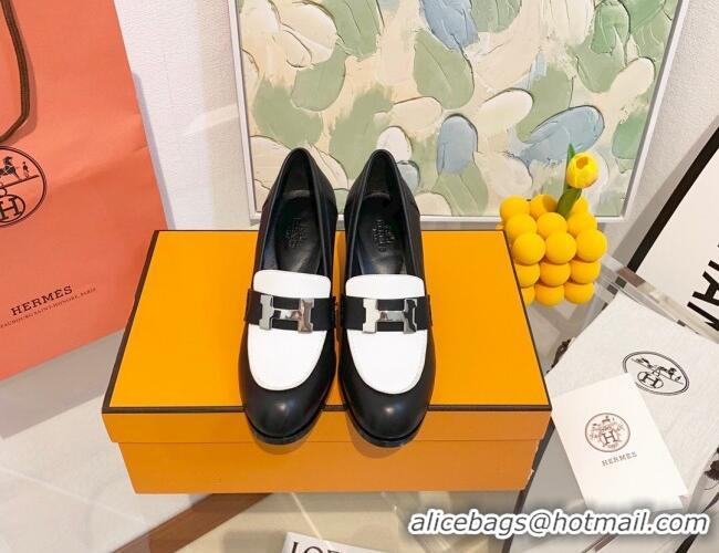 Affordable Price Hermes Dauphine Goatskin High Heel Pumps 8.5cm 091807 White/Black