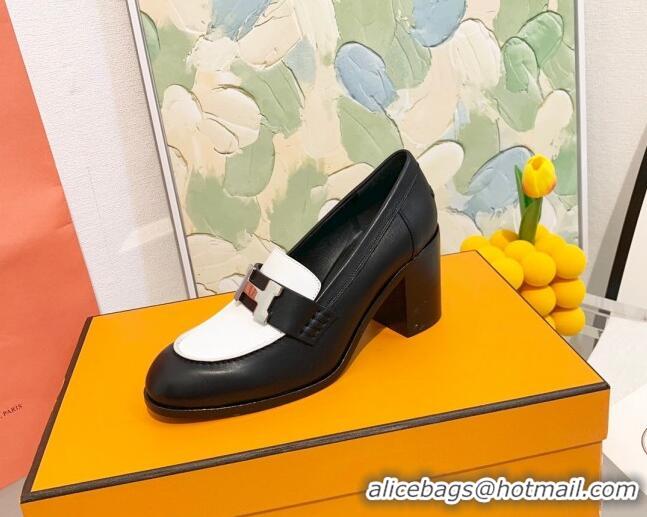 Affordable Price Hermes Dauphine Goatskin High Heel Pumps 8.5cm 091807 White/Black