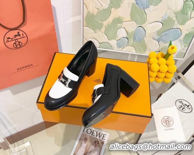 Affordable Price Hermes Dauphine Goatskin High Heel Pumps 8.5cm 091807 White/Black