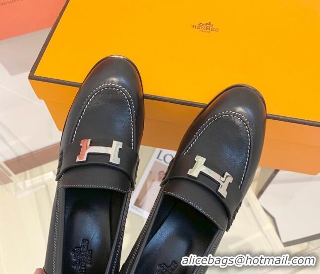 Super Quality Hermes Dauphine Goatskin High Heel Pumps 8.5cm 091807 Black/Silver