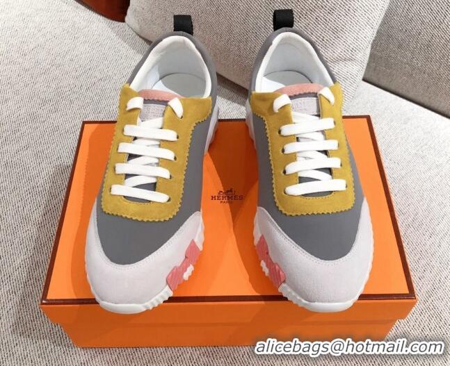 Top Quality Hermes Bouncing Technical Canvas and Suede Sneakers 112343 Grey