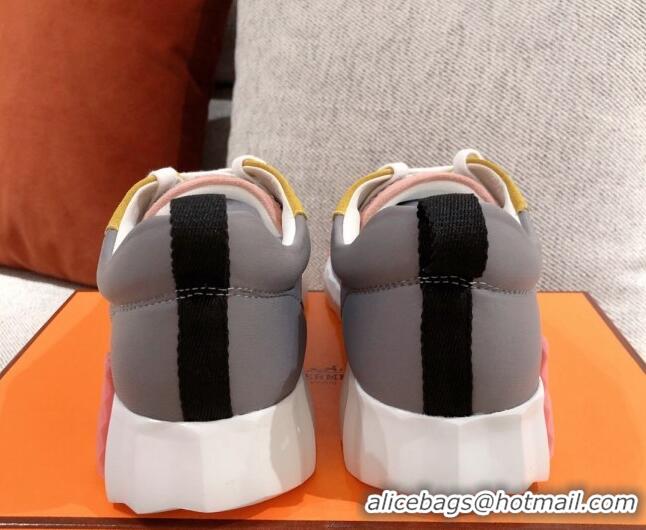 Top Quality Hermes Bouncing Technical Canvas and Suede Sneakers 112343 Grey