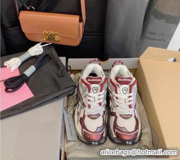 Unique Style Balenciaga Runner Trainers in Mesh and Nylon Burgundy 112003