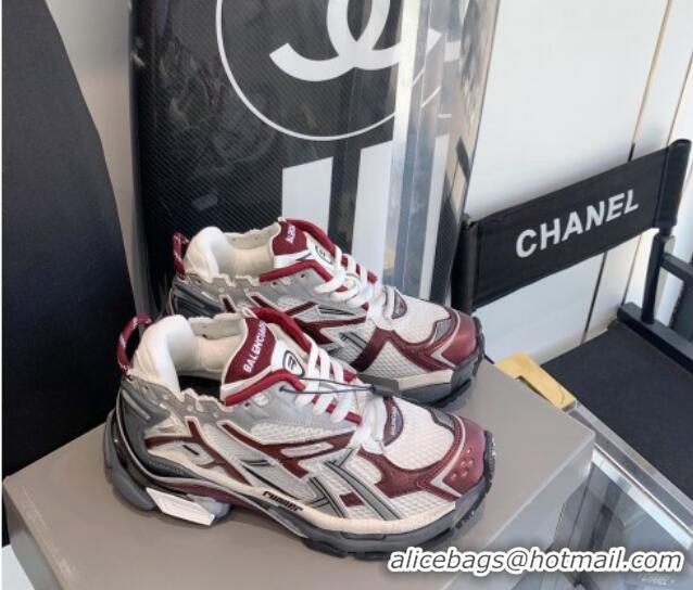 Unique Style Balenciaga Runner Trainers in Mesh and Nylon Burgundy 112003