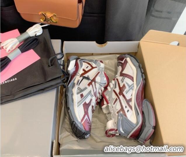 Unique Style Balenciaga Runner Trainers in Mesh and Nylon Burgundy 112003