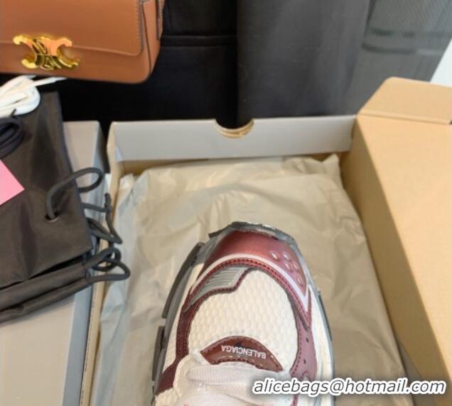 Unique Style Balenciaga Runner Trainers in Mesh and Nylon Burgundy 112003