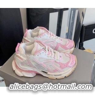 Best Grade Balenciaga Runner Trainers in Mesh and Nylon 112003 White/Pink