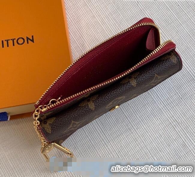 Pretty Style Louis Vuitton Monogram Canvas Card Holder Recto Verso Wallet M69431 Burgundy