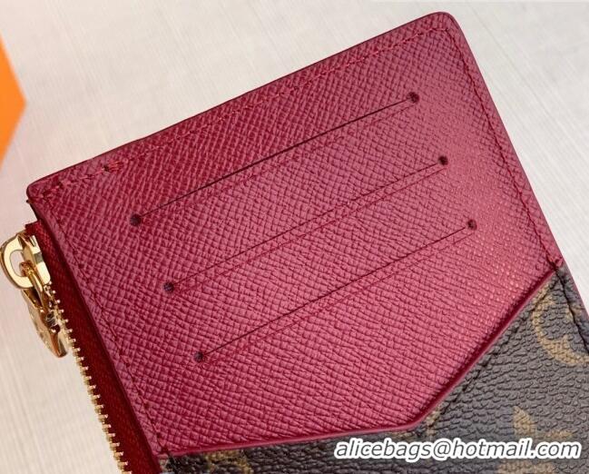 Pretty Style Louis Vuitton Monogram Canvas Card Holder Recto Verso Wallet M69431 Burgundy