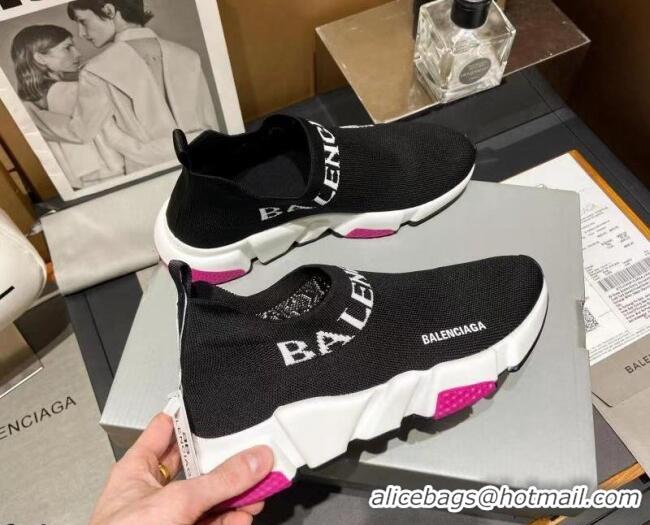 Charming Balenciaga Speed Knit Sock Boot Sneaker Black/Pink  05303