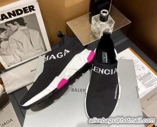 Charming Balenciaga Speed Knit Sock Boot Sneaker Black/Pink  05303