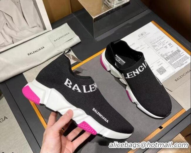 Charming Balenciaga Speed Knit Sock Boot Sneaker Black/Pink  05303