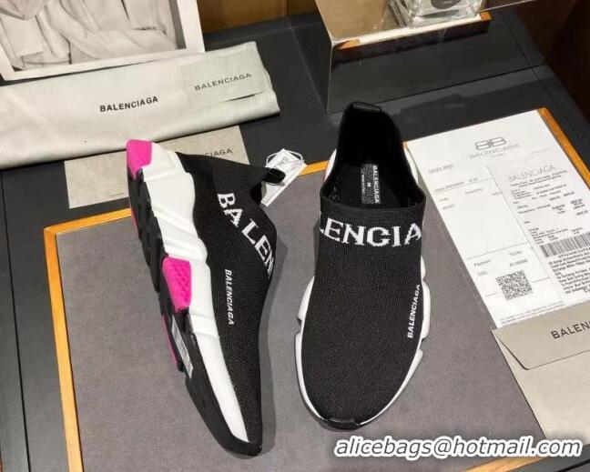 Charming Balenciaga Speed Knit Sock Boot Sneaker Black/Pink  05303