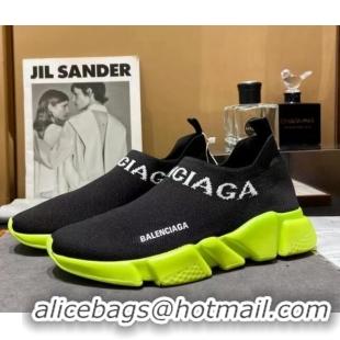 Best Product Balenciaga Speed Knit Sock Boot Sneaker Black/Kiwi Green 05306