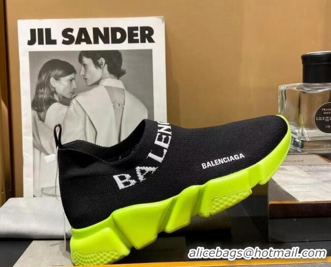 Best Product Balenciaga Speed Knit Sock Boot Sneaker Black/Kiwi Green 05306