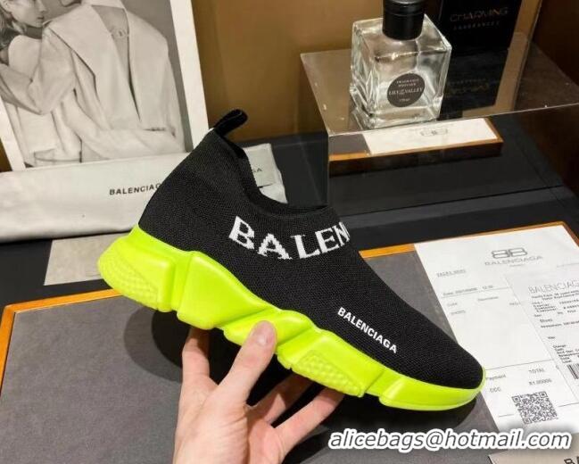 Best Product Balenciaga Speed Knit Sock Boot Sneaker Black/Kiwi Green 05306