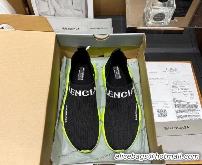 Best Product Balenciaga Speed Knit Sock Boot Sneaker Black/Kiwi Green 05306