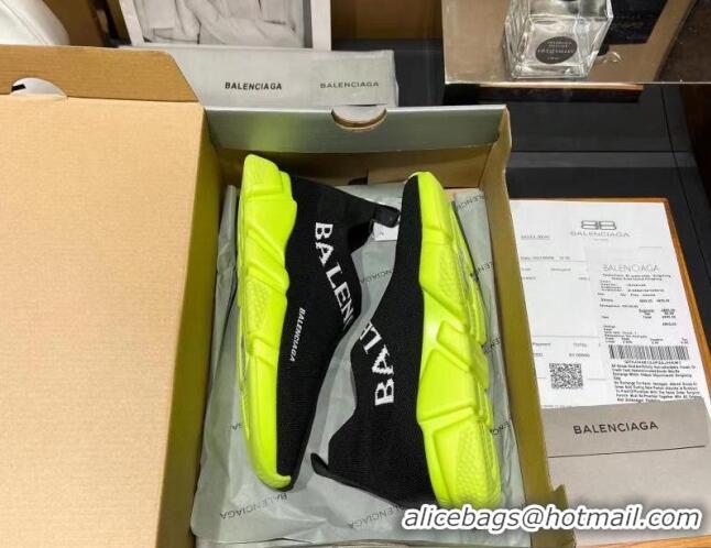 Best Product Balenciaga Speed Knit Sock Boot Sneaker Black/Kiwi Green 05306