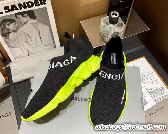 Best Product Balenciaga Speed Knit Sock Boot Sneaker Black/Kiwi Green 05306