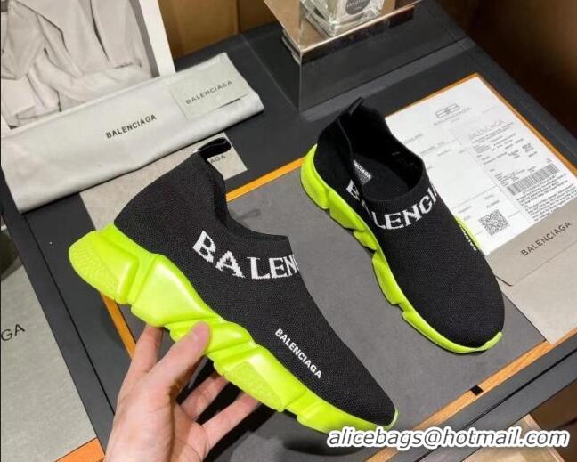 Best Product Balenciaga Speed Knit Sock Boot Sneaker Black/Kiwi Green 05306