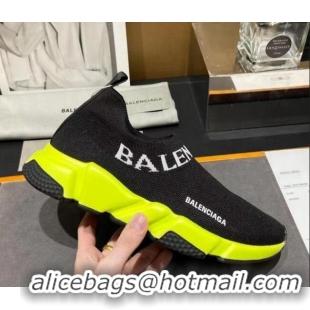 Unique Style Balenciaga Speed Knit Sock Boot Sneaker Black/Yellow 05308