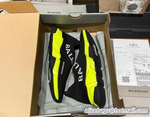 Unique Style Balenciaga Speed Knit Sock Boot Sneaker Black/Yellow 05308