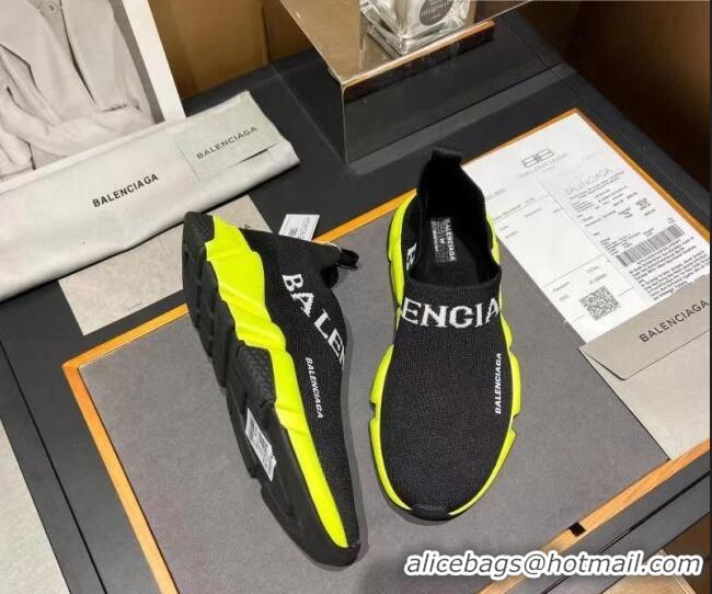 Unique Style Balenciaga Speed Knit Sock Boot Sneaker Black/Yellow 05308