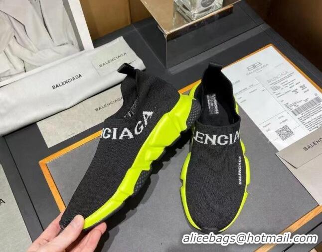 Unique Style Balenciaga Speed Knit Sock Boot Sneaker Black/Yellow 05308