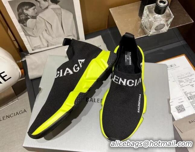 Unique Style Balenciaga Speed Knit Sock Boot Sneaker Black/Yellow 05308