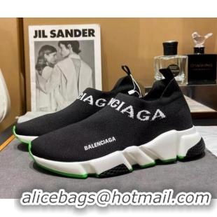 Luxurious Balenciaga Speed Knit Sock Boot Sneaker  Black/Green 05309