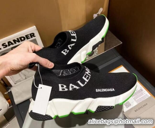 Luxurious Balenciaga Speed Knit Sock Boot Sneaker  Black/Green 05309