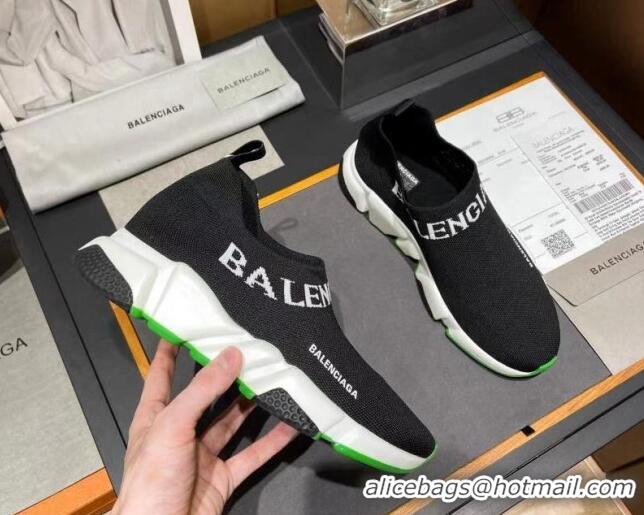 Luxurious Balenciaga Speed Knit Sock Boot Sneaker  Black/Green 05309