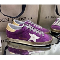 Perfect Golden Goose Super-Star Sneakers in Purple Suede with White Star 027061