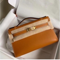 Cheapest Hermes Original swift Leather KEL2278 brown&gold-Tone Metal