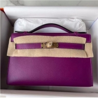 New Fashion Hermes Original swift Leather KEL2278 purple&gold-Tone Metal