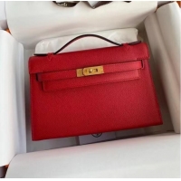 New Product Hermes Original Epsom Leather KEL2278 red&gold-Tone Metal