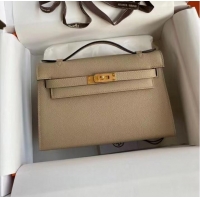 Classic Hermes Original Epsom Leather KEL2278 grey&gold-Tone Metal