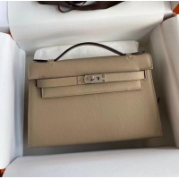 Latest Style Hermes Original Epsom Leather KEL2278 grey&Silver-Tone Metal