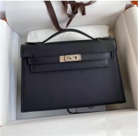 Inexpensive Hermes Original Epsom Leather KEL2278 black&gold-Tone Metal