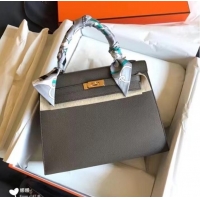 Luxury Discount Hermes Original Epsom Leather KEL2578 dark grey