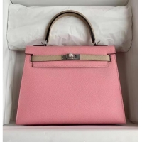 New Style Hermes Original Epsom Leather KEL2578 pink&light grey