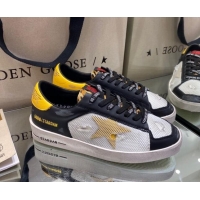 Discount Golden Goose Stardan Sneakers in Black/Yellow Leather and White Mesh 1027072