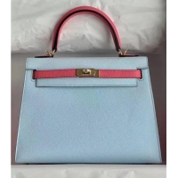 Low Cost Hermes Original Epsom Leather KEL2578 skyblue&pink