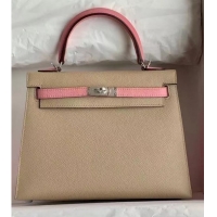 Buy Cheap Hermes Original Epsom Leather KEL2578 light grey&pink