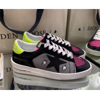 Stylish Golden Goose Stardan Sneakers in Black Mesh With Fluorescent Green Back 1027073