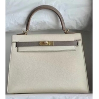 Top Quality Hermes Original Epsom Leather KEL2578 cream&grey