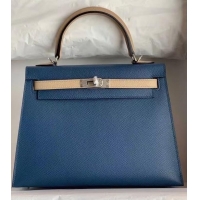 New Release Creation Hermes Original Epsom Leather KEL2578 blue&grey